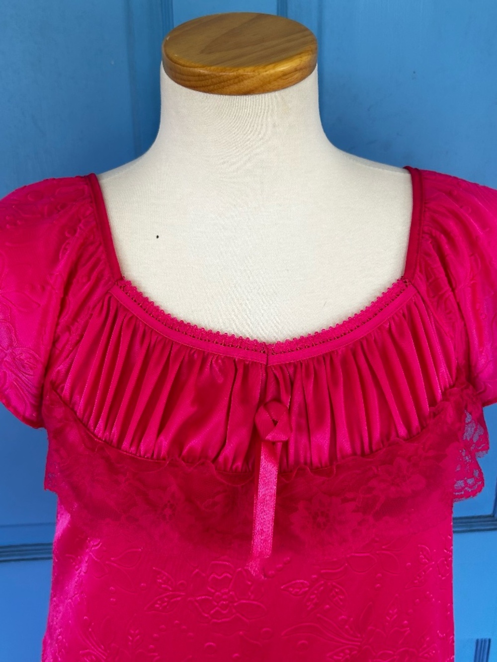 Pink Embossed Floral Night Gown, Vintage Inspired
